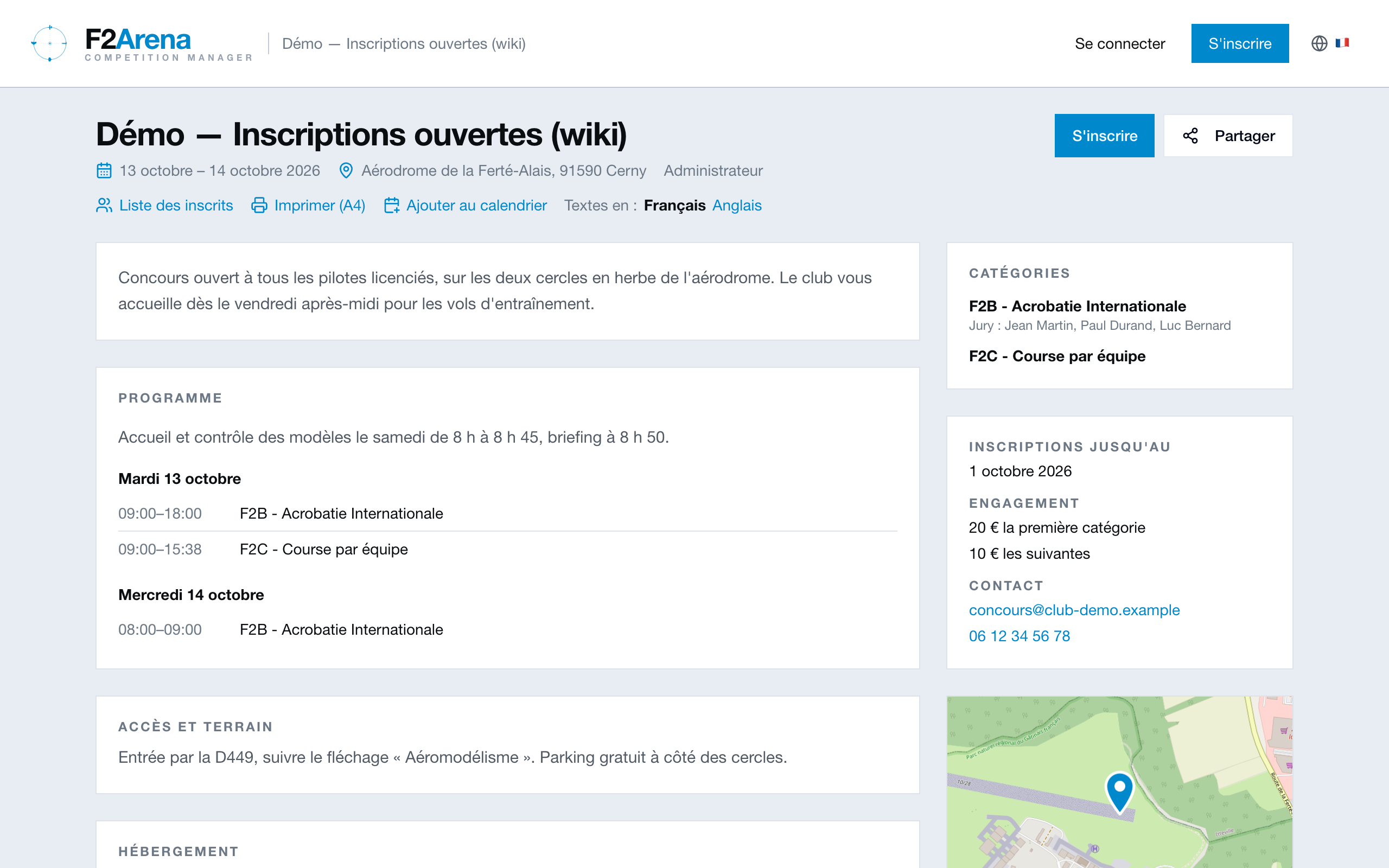 page publique de la fiche d'information